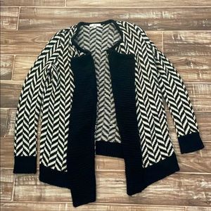 Black and White Herringbone Cardigan
